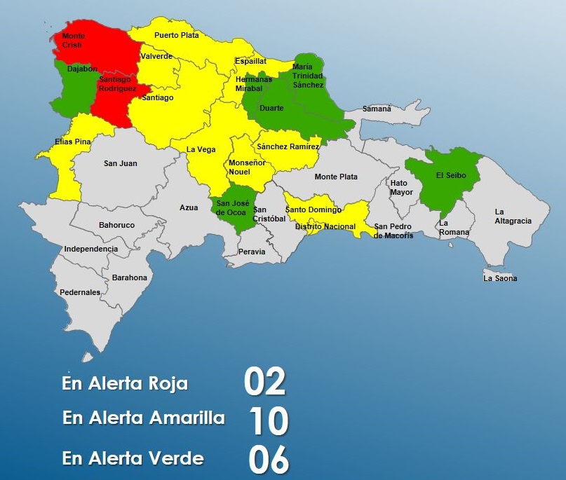 COE Aumenta A 10 Las Provincias En Alerta Amarilla Por Vaguada