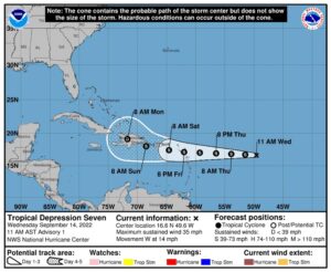 Se forma la depresión tropical número 7 que esta noche puede ser 