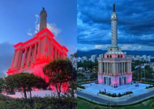 Monumento de Santiago se viste de rojo por Día Mundial del Corazón 