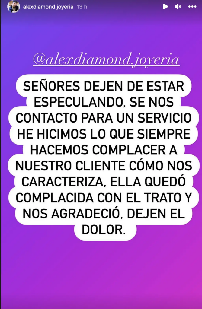Regalos de Yailin en San Valentín "no es publicidad" dice la joyería