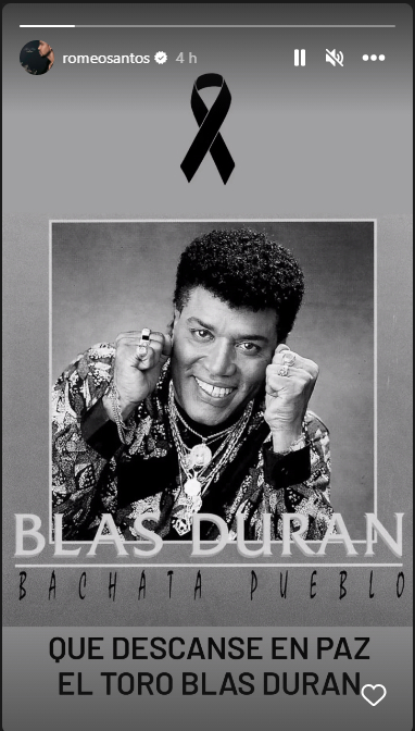 Romeo Santos lamentó la muerte de Blas Durán