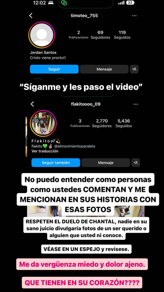 Modelo compartió conversación privada con Chantal Jiménez