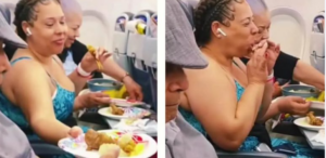 Familia dominicana se vuelve viral por repartir pollo frito en pleno vuelo