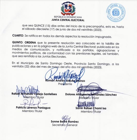 JCE acoge parcialmente solicitud de partidos y extiende plazos de reservas