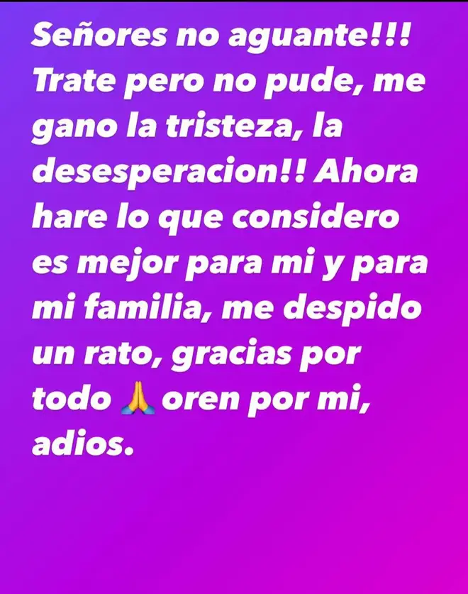 El preocupante mensaje de Tamara Martinez