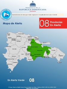 COE mantiene ocho provincias en alerta verde