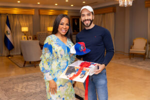 El Presidente Nayib Bukele, Magali Febles y El Miss Universo 2023 
