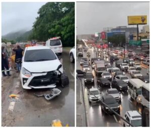 Reportan accidentes, inundación y entaponamiento tras lluvias en Santo Domingo y el interior del país