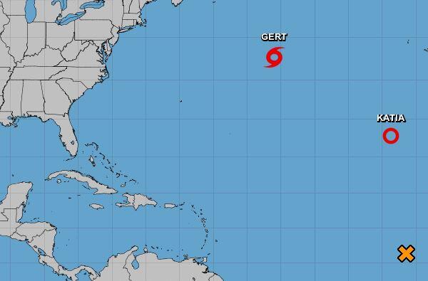 La tormenta tropical Katia se debilita de forma rápida y Gert está cerca de disiparse