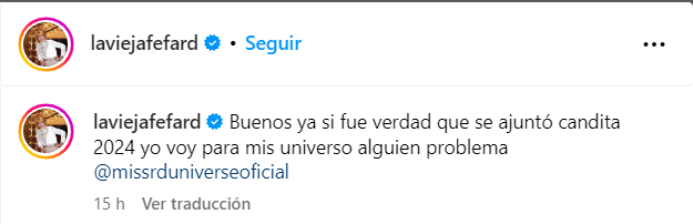 Fefita La Grande reacciona tras anuncio de edad del Miss Universo