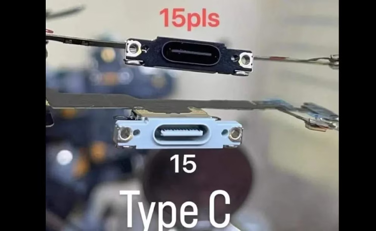 Fotografía filtrada del conector USB-C del iPhone 15