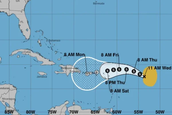Trayectoria de la tormenta tropical Philippe.