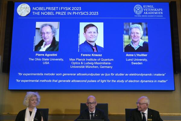 Nobel de Física para Agostini, Krausz y L'Huillier por sus experimentos con attosegundos