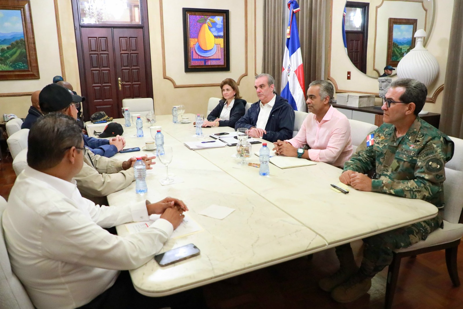 Presidente Abinader inició los encuentros con organismos de socorro el sábado en la tarde. Foto: fuente externa