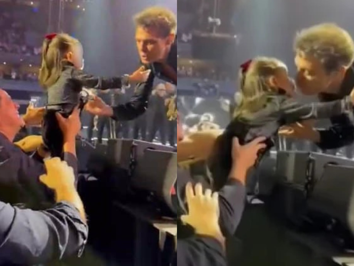 Fans captan el momento cuando el artista Luis Miguel besa a una niña. FOTO: Fuente externa.