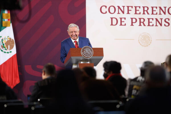Presidente mexicano, Andrés Manuel López Obrador, durante una rueda de prensa en Palacio Nacional de la Ciudad de México. Foto: fuente externa.