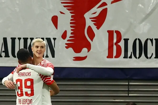 El RB Leipzig celebra un gol en la Champions League. / Fuente externa.