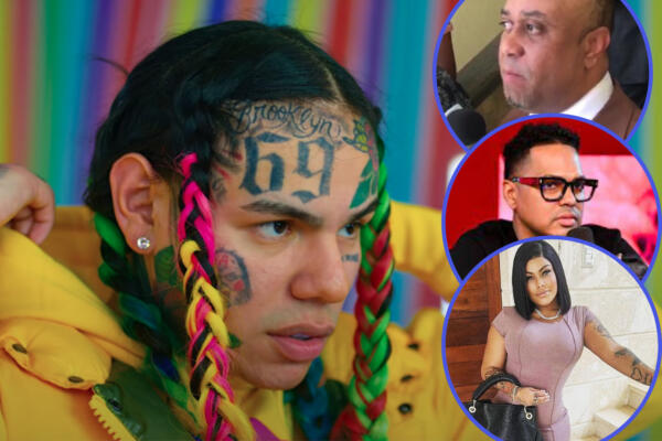 El rapero Tekashi 6ix9ine, Waldo Paulino, Alofoke y madre de Yailin. Foto: CDN digital. 