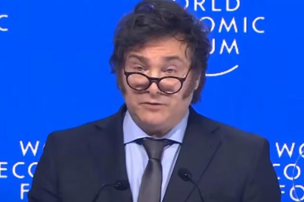 El presidente de Argentina, Javier Milei durante su alocución en el Foro de Davos. Foto: fuente externa
