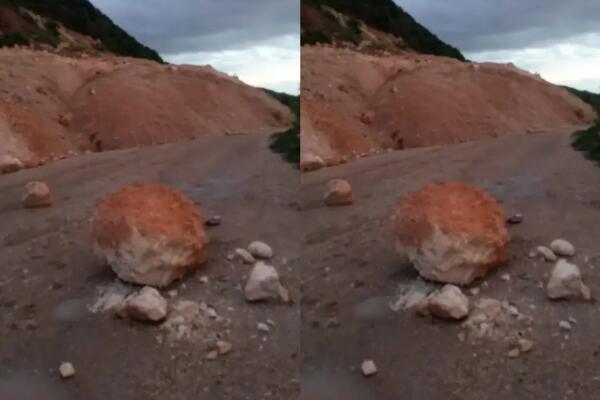 Imagenes del derrumbe en la carretera Barahona-Enriquillo. / Fuente externa.