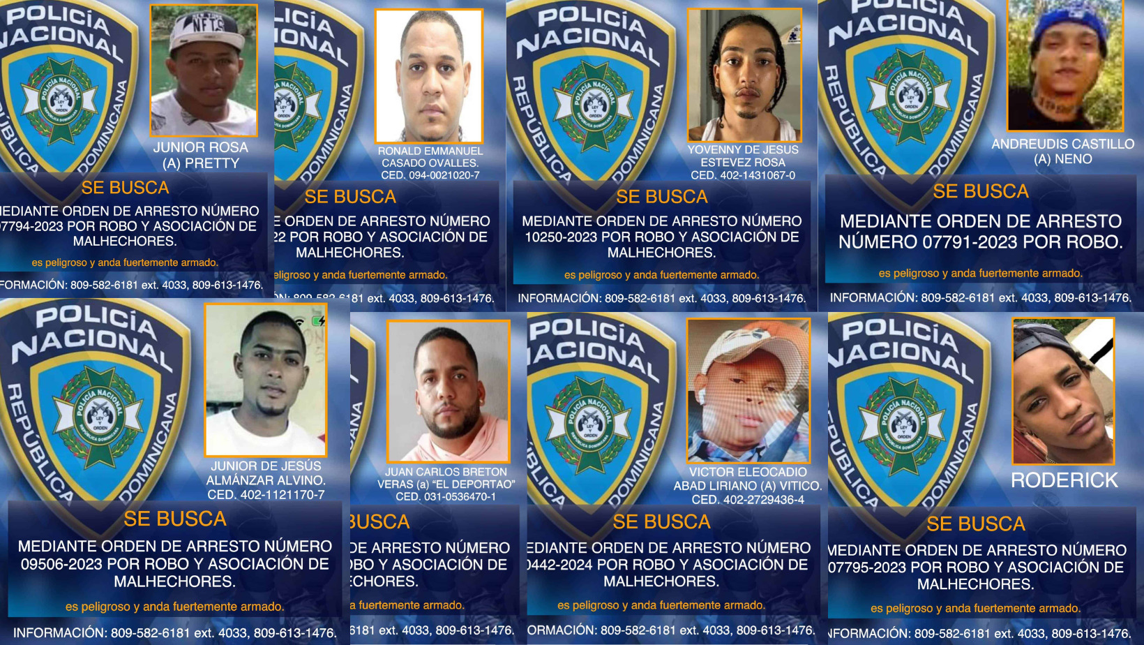 PN revela lista de los diez más buscados en Santiago