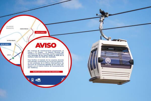 Aviso del Teleférico de Santo Domingo. Foto: fuente externa.