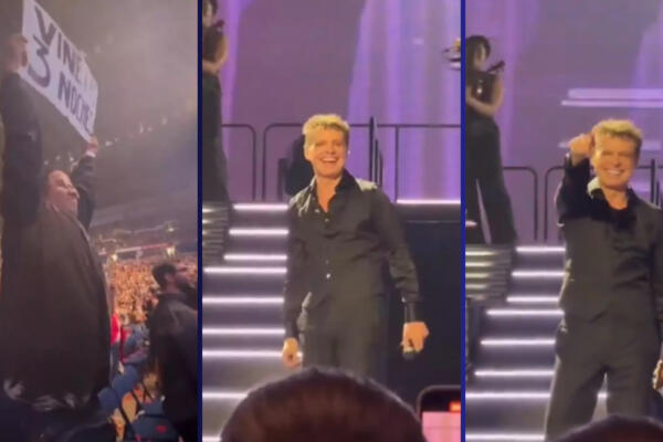 Esta fue la reacción de Luis Miguel cuando vio el cartel que sostenía su fanático. Foto: CDN digital. 