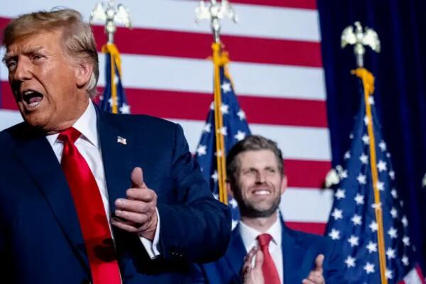 Donald Trum, precandidato republicano en los caucus, en Des Moines, Iowa, EE. UU. Foto: fuente externa.