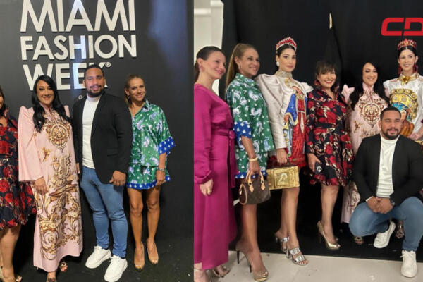 Geanilda Vásquez, cónsul general, ls vicecónsul Claudia Sánchez, la maestra Giannina Azar, Sol de Camps, Yan Páez, algunas de las modelos vestidas con los atractivos trajes y otras personalidades, tras el encuentro. / Fuente interna.