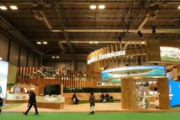 Escenario de exposición de la República Dominicana en Fitur en Madrid. / Fuente externa.