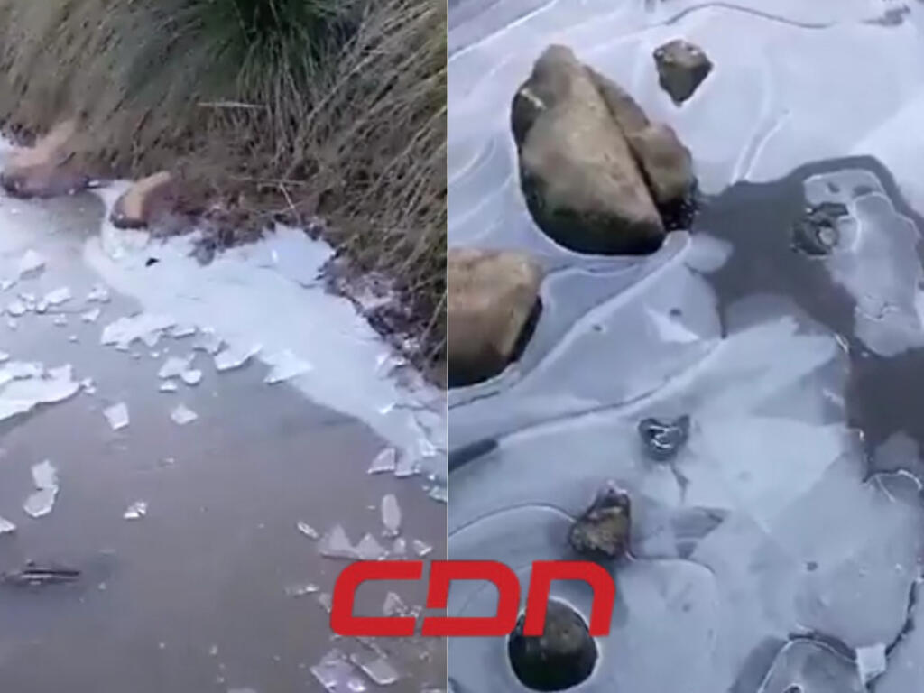 Arroyo en el Pico Duarte se convierte en un paisaje de invierno.(Foto: Fuente externa).