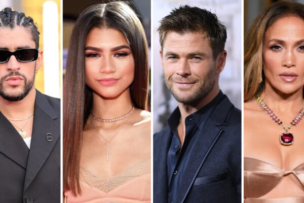 Los artistas y actores: Bad Bunny, Zendaya, Chris Hemsworth y Jennifer Lopez. Foto: CDN Digital