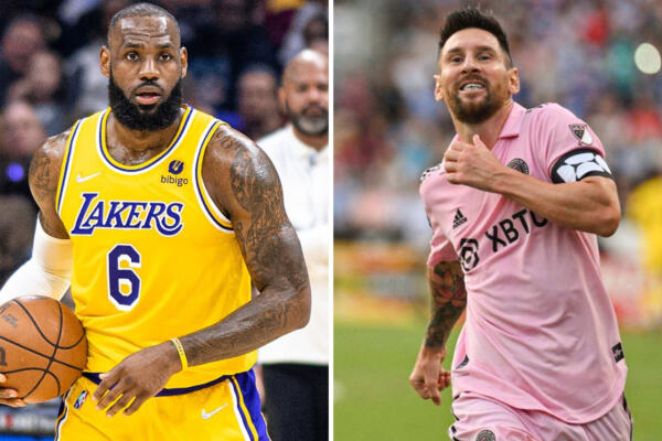 El jugador de baloncesto estadounidense, LeBron James y el futbolista argentino, Lionel Messi. Foto: CDN Digital 

