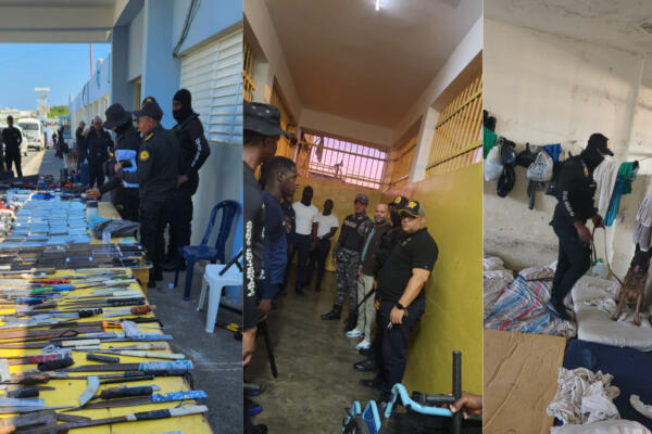 Imágenes de los agentes policiales en requisa en Najayo. Foto: CDN digital. 
