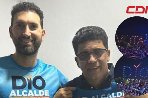 El principe Karim y el candidato a alcalde de Santo Domingo Este, Dío Astacio. / Fuente CDN Digital.