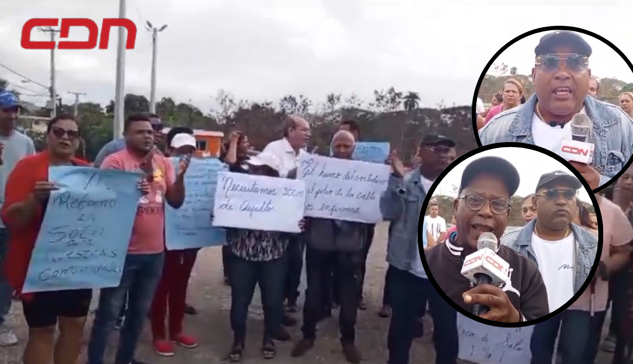Comunitarios denuncian al Ministerio de Obras Públicas (MOP) en La Vega. Foto CDN Digital