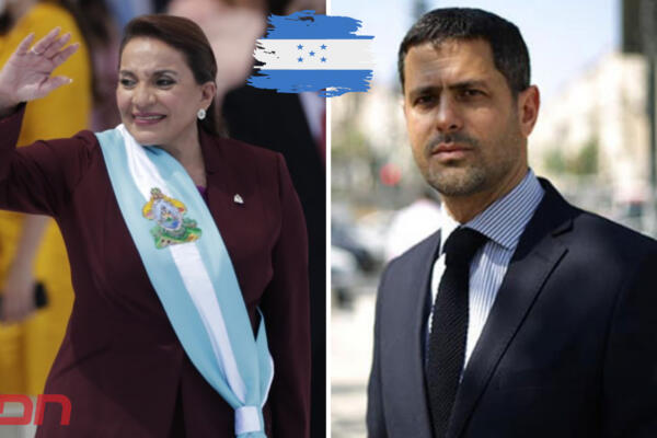 La presidenta hondureña, Xiomara Castro y el embajador de Israel en Honduras, Eldad Golan. Foto: CDN Digital 