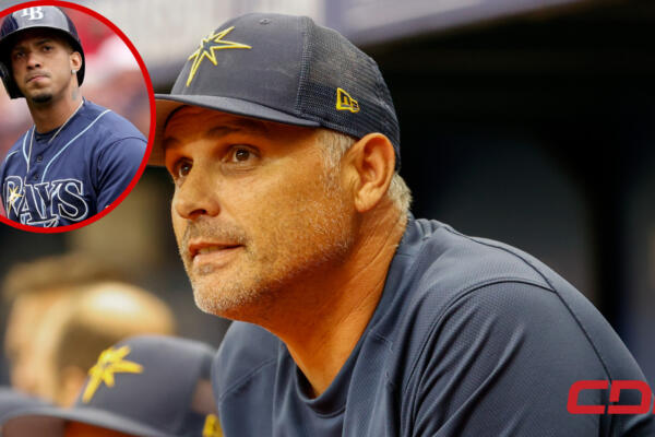 El manager de los Rays de Tampa Bay, Kevin Cash, y el pelotero dominicano, Wander Franco. Foto: CDN Digital 