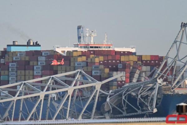 Imagen del derrumbe del puente Francis Scott Key en Baltimore. Foto: CDN digital