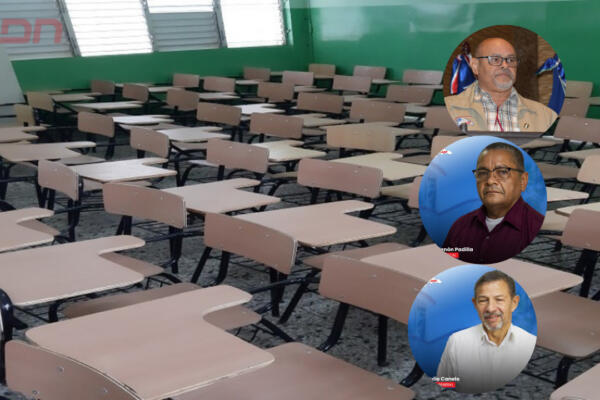 Juan Núñez, Zenón Padilla y Julio Canelo, miembros directivos de la Asociación Dominicana de Profesores (ADP). Foto: CDN Digital
