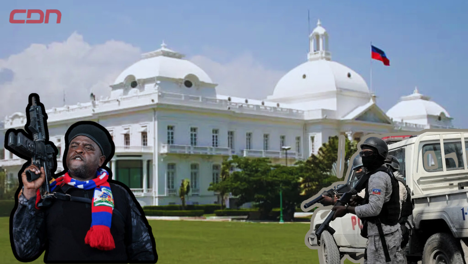 Miembros de la PNH resultaron heridos después de que bandas armadas lideradas por Barbacue intentaran asaltar el Palacio Nacional de Haití. Foto: CDN Digital