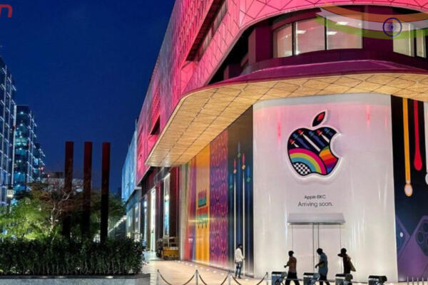 Fachada de la empresa tecnológica multinacional, Apple en la India. Foto: Fuente externa 