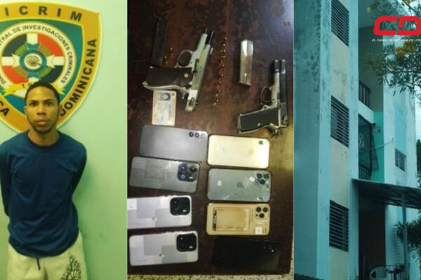 Jordy De Jesús Herrera, joven al que se le ocuparon dos pistolas y varios celulares. Foto CDN Digital