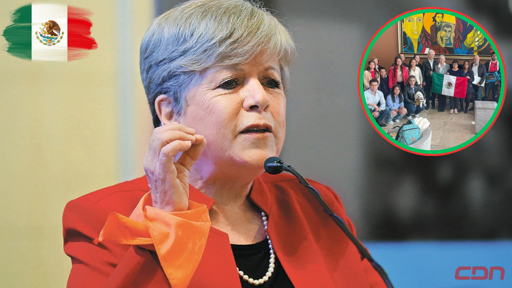 La canciller de México, Alicia Bárcena y el personal diplomático. Foto: CDN Digital