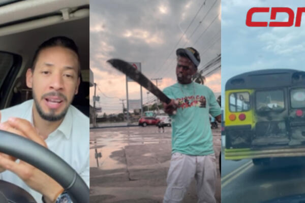 El periodista Javier Taveras mostró un video en donde se ve al individuo agrediendo su vehículo. Foto CDN Digital