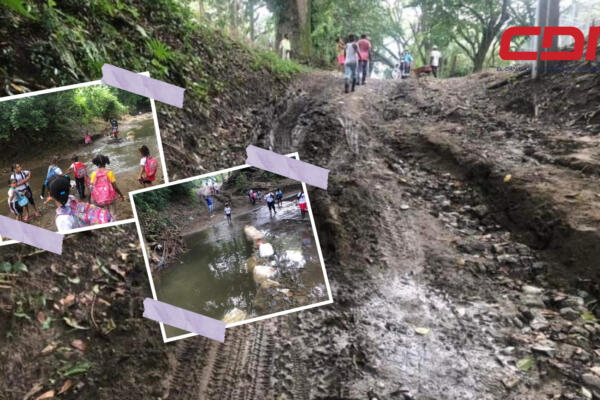 Río Arroyo Seco en la localidad Los Caños de Maimón por donde los estudiantes deben pasar para ir a la escuela. Foto CDN Digital