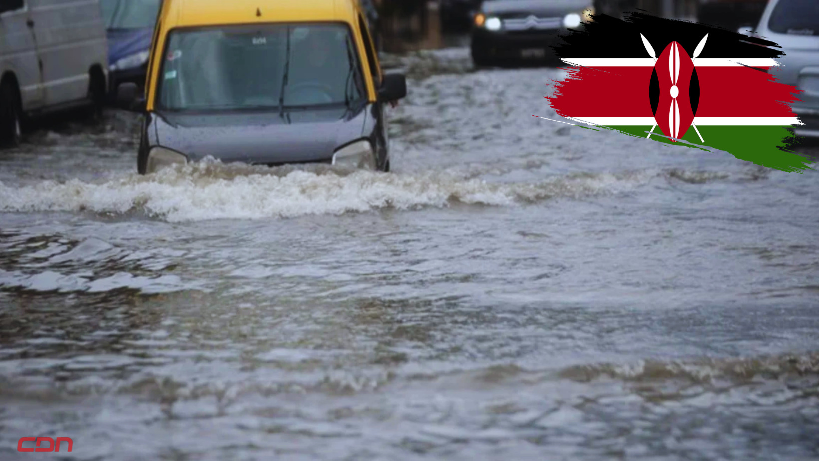 Carretera inundada por fuertes lluvias en Kenia. Foto: Fuente externa