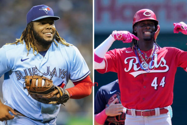 Los beisbolistas dominicanos: Vladimir Guerrero Jr. y Elly De La Cruz. Foto: CDN Digital 