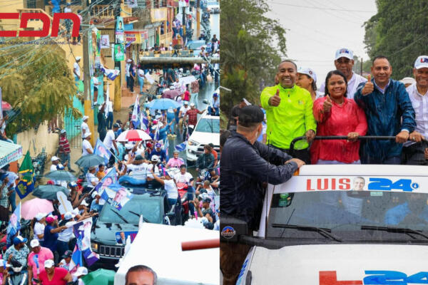 Miembros y dirigentes del PRM en apoyo a Luis Abinader y los candidatos a cargos. Foto CDN Digital