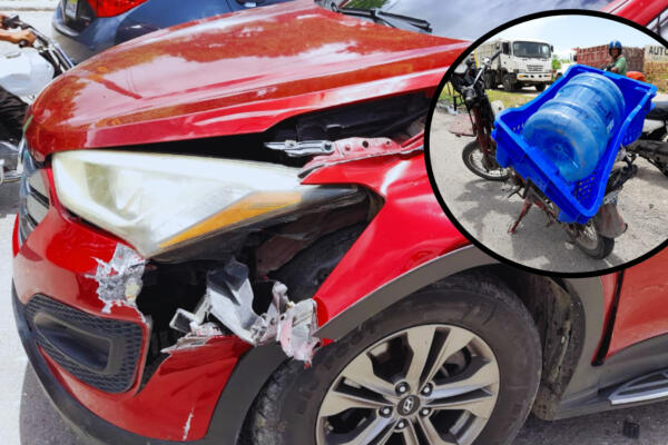 Accidente de tránsito entre una motocicleta y una yipeta. Foto: Fuente externa